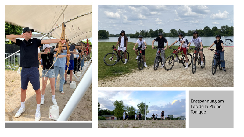 Fotocollage des trinationalen Schulprojekts. Die Abschlusswoche in Bourg-en-Bresse.